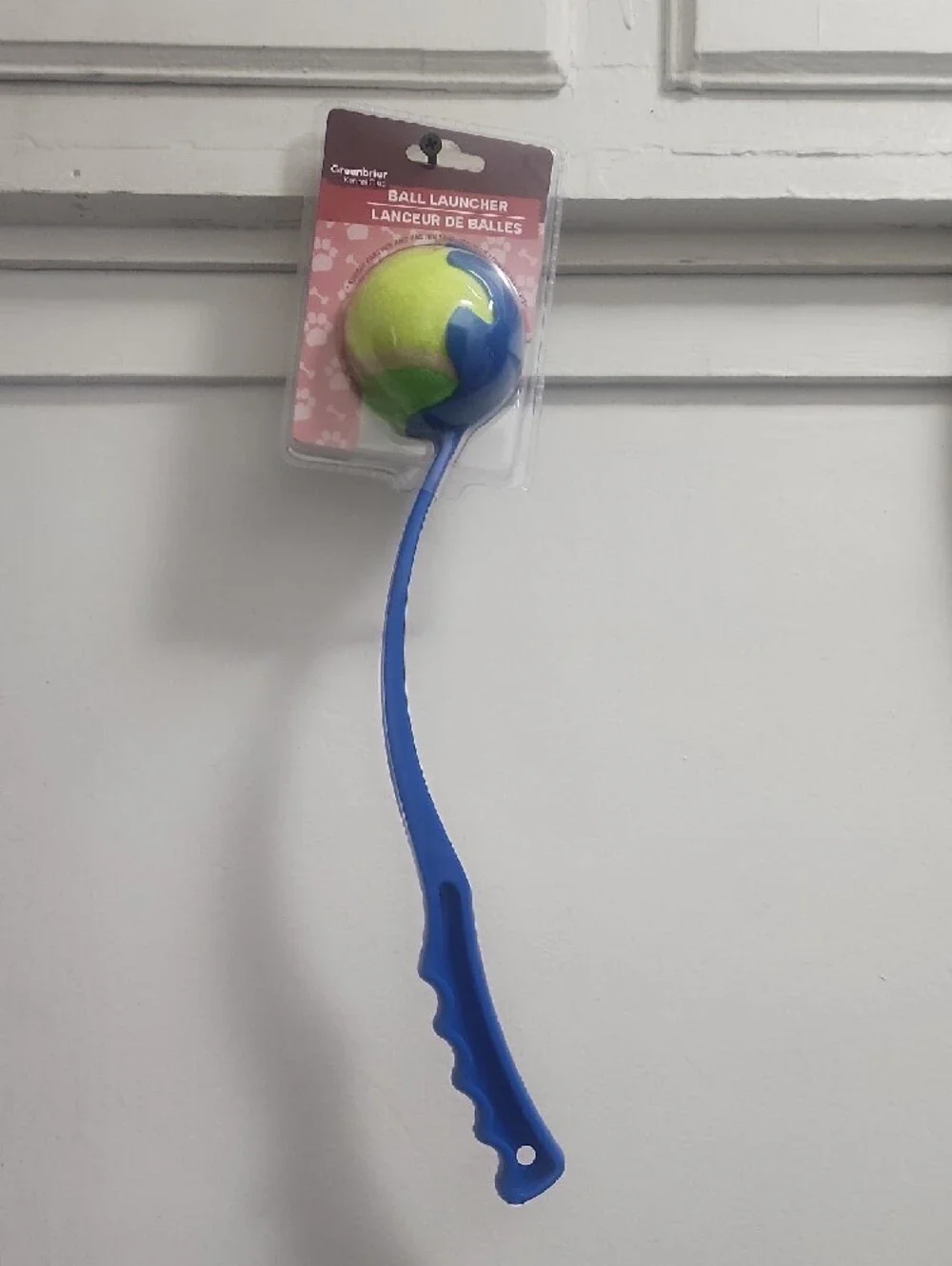 Greenbrier Blue Ball Launcher with Yellow Tennis Ball for Dogs